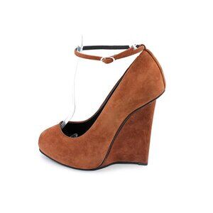 GIUSEPPE ZANOTTI Suede Ankle Strap Wedge Pump, S 9 EU 39 NIB